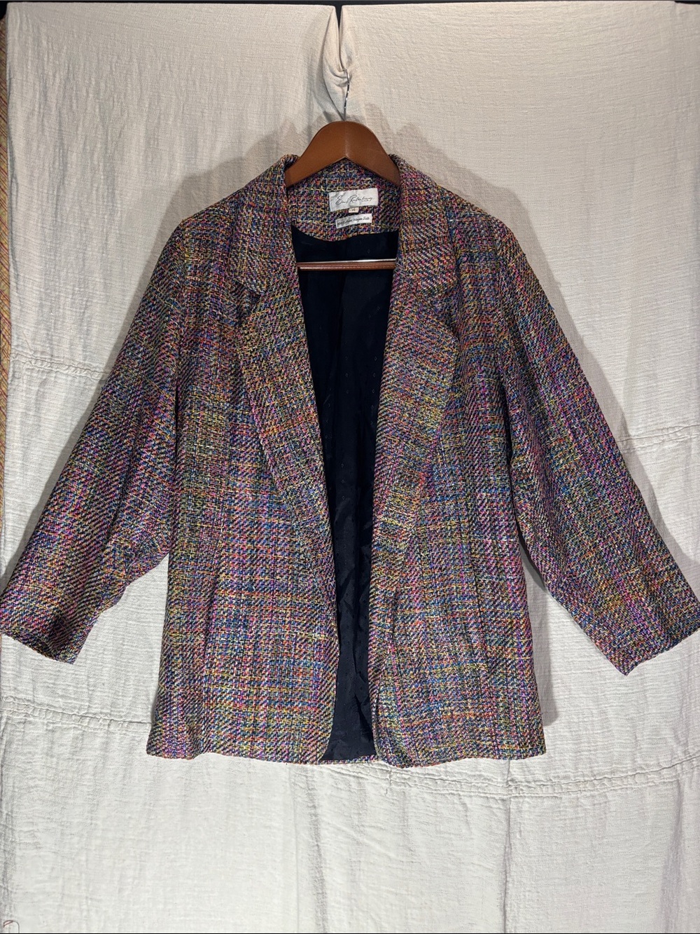 Vintage Earl Rutenberg 100% Handwoven Silk Tweed Blazer Jacket Medium EUC - Picture 1 of 7
